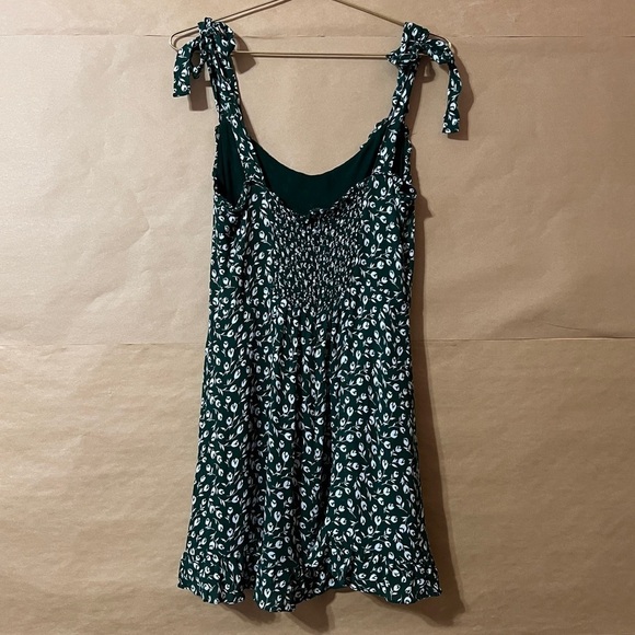 Reformation Christine Dress Susanna Green Floral Tie Shoulder Mini Dress Size 10 - Picture 10 of 13